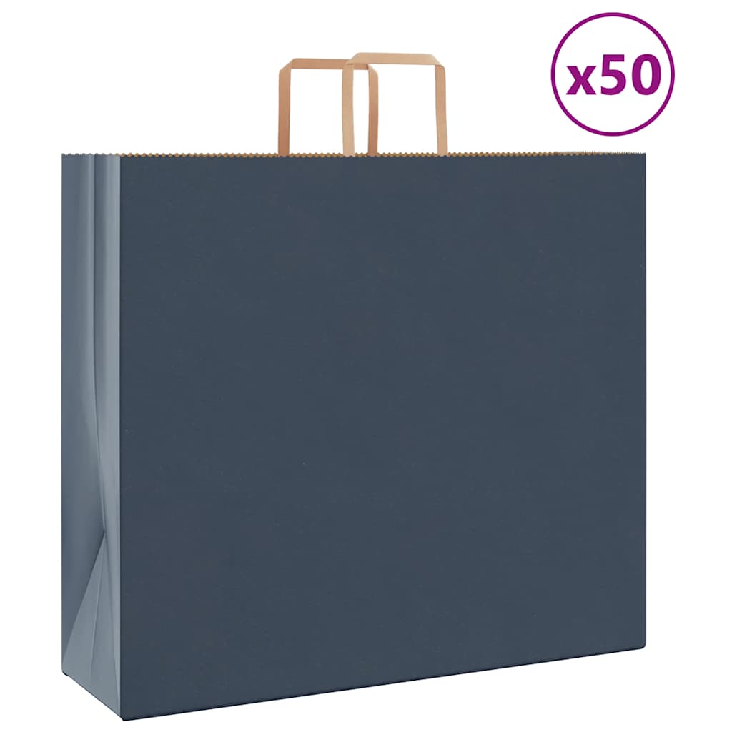 Sacchetti di Carta Kraft 50 pz con Manici Blu 54x15x49 cm