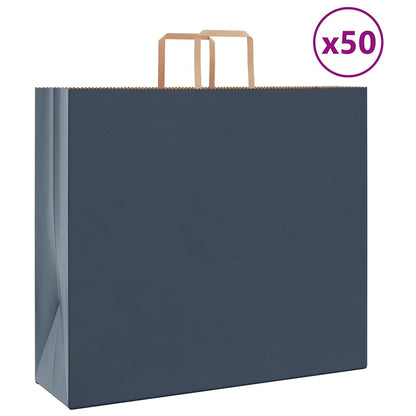 Sacchetti di Carta Kraft 50 pz con Manici Blu 54x15x49 cm