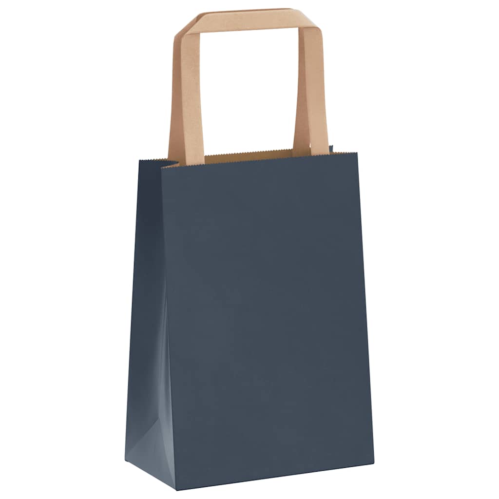 Sacchetti di Carta Kraft 250 pz con Manici Blu 15x8x21 cm