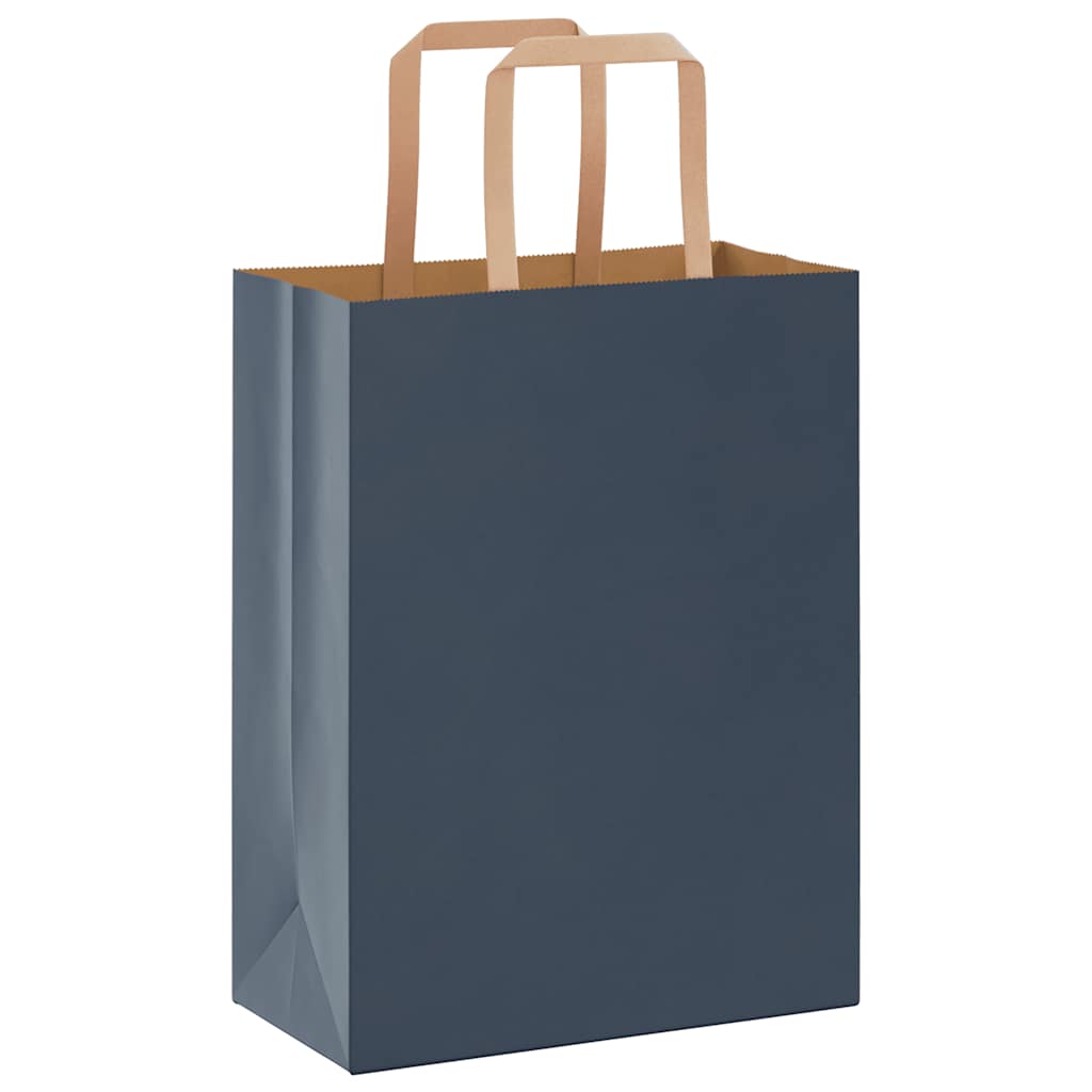 Sacchetti di Carta Kraft 250 pz con Manici Blu 21x11x28 cm