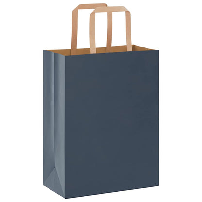 Sacchetti di Carta Kraft 250 pz con Manici Blu 21x11x28 cm