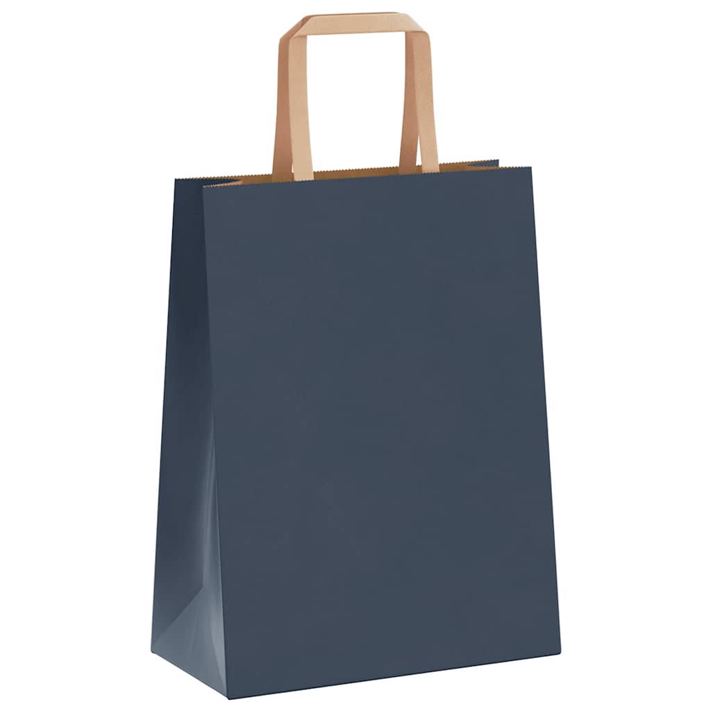 Sacchetti di Carta Kraft 250 pz con Manici Blu 21x11x28 cm