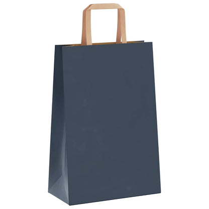 Sacchetti di Carta Kraft 250 pz con Manici Blu 21x11x31 cm