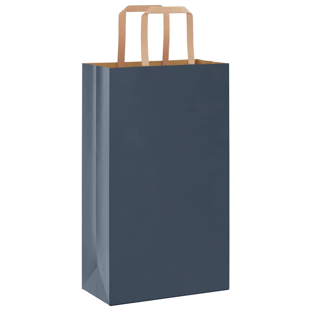 Sacchetti di Carta Kraft 250 pz con Manici Blu 21x11x36 cm
