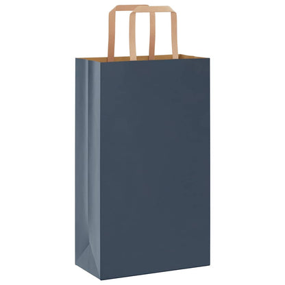 Sacchetti di Carta Kraft 250 pz con Manici Blu 21x11x36 cm