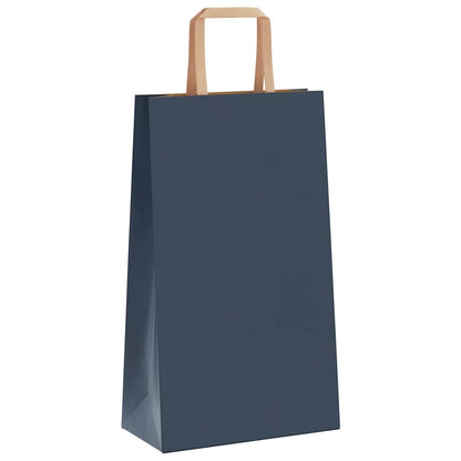 Sacchetti di Carta Kraft 250 pz con Manici Blu 21x11x36 cm