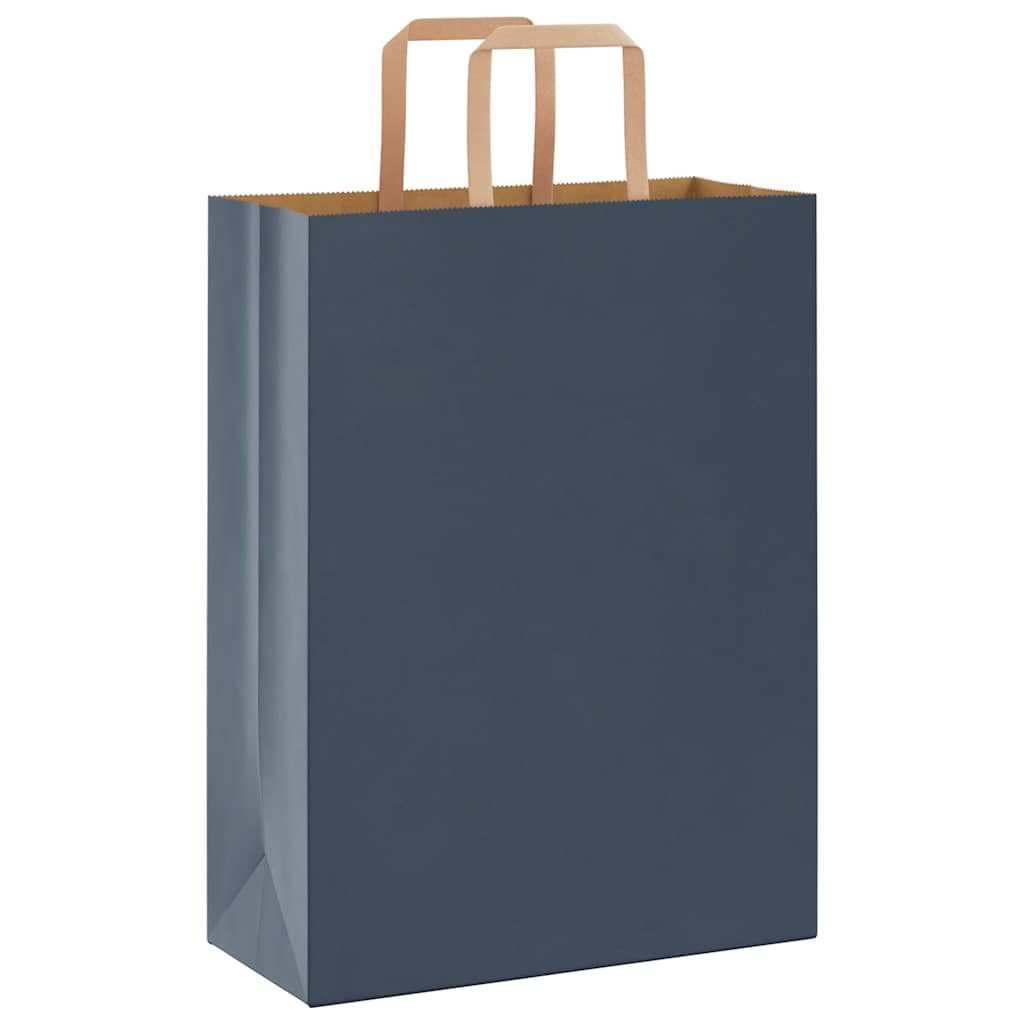 Sacchetti di Carta Kraft 250 pz con Manici Blu 26x12x35 cm