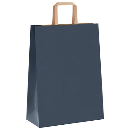 Sacchetti di Carta Kraft 250 pz con Manici Blu 26x12x35 cm