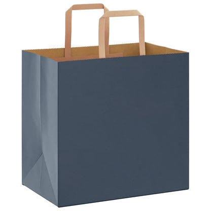 Sacchetti di Carta Kraft 250 pz con Manici Blu 26x17x25 cm