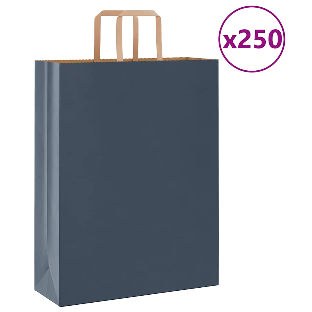 Sacchetti di Carta Kraft 250 pz con Manici Blu 32x12x42 cm