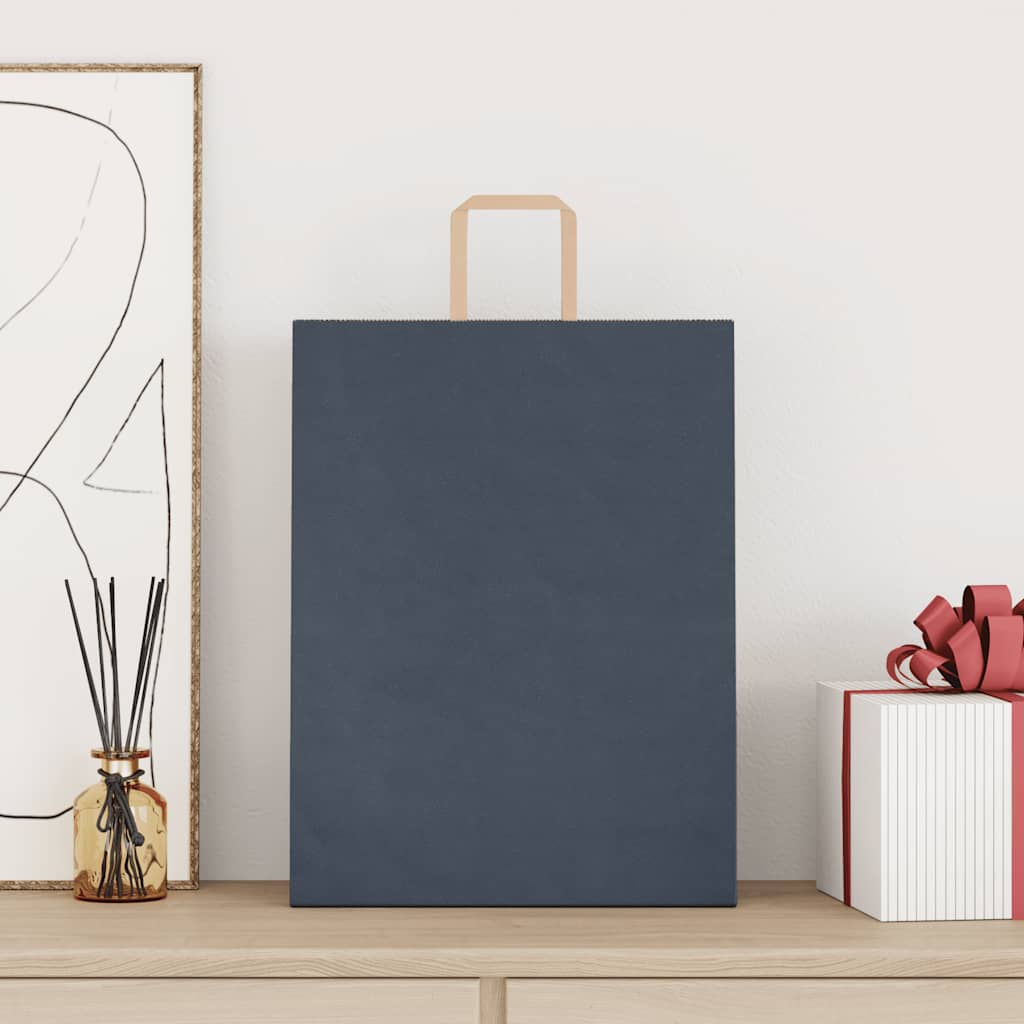 Sacchetti di Carta Kraft 250 pz con Manici Blu 32x12x42 cm