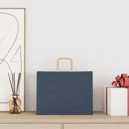 Sacchetti di Carta Kraft 250 pz con Manici Blu 32x17x25 cm