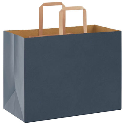 Sacchetti di Carta Kraft 250 pz con Manici Blu 32x17x25 cm