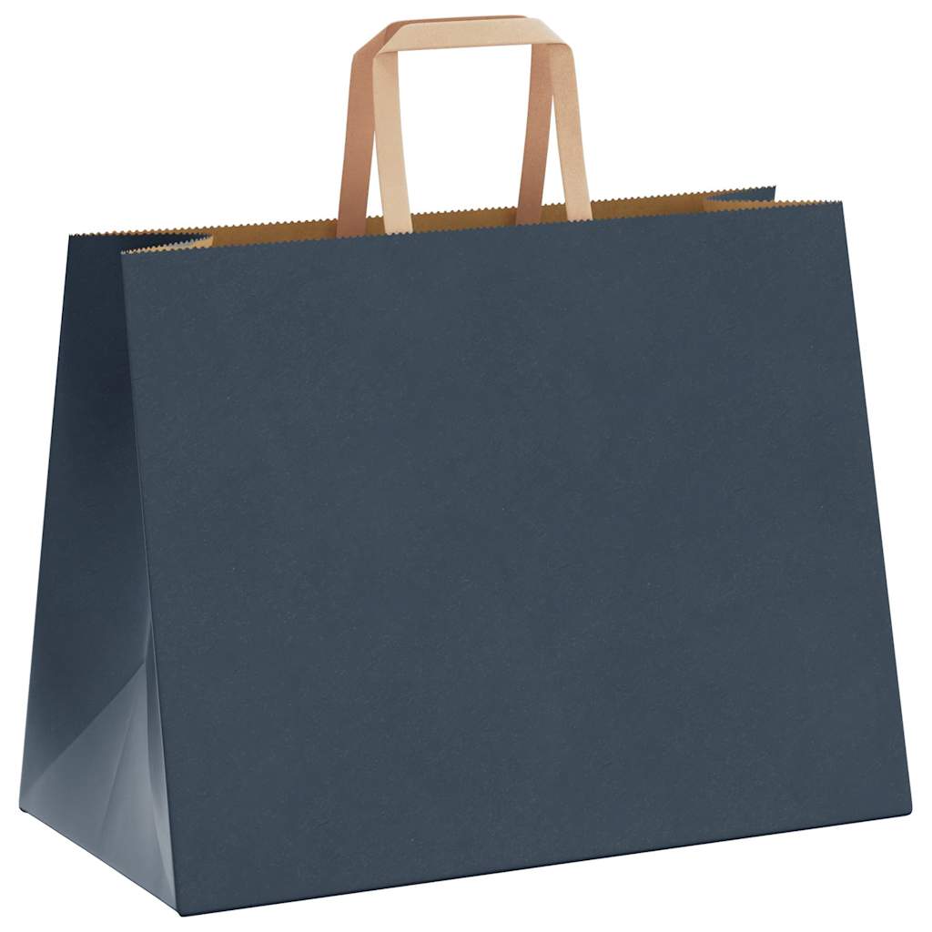 Sacchetti di Carta Kraft 250 pz con Manici Blu 32x17x25 cm