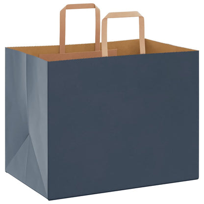 Sacchetti di Carta Kraft 250 pz con Manici Blu 32x22x24 cm