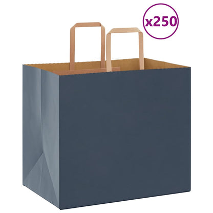 Sacchetti di Carta Kraft 250 pz con Manici Blu 32x22x28 cm