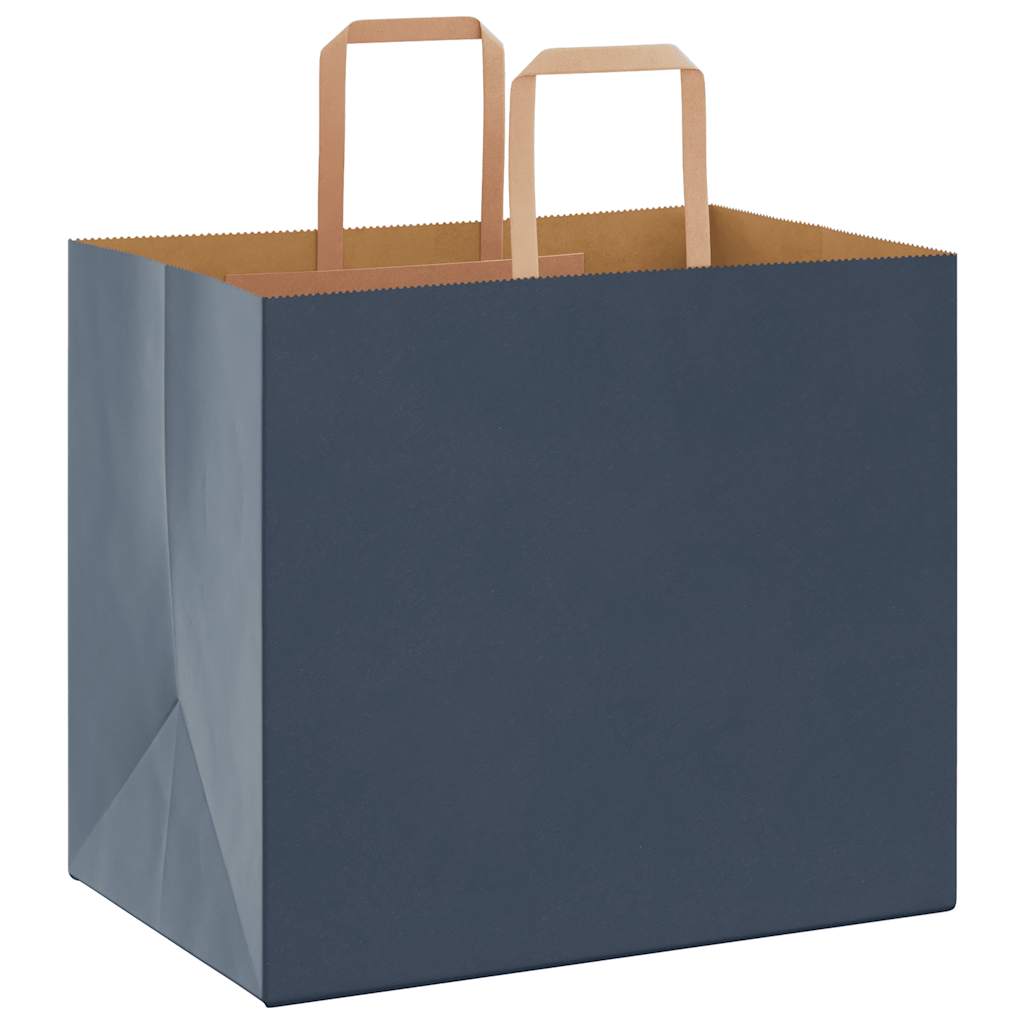 Sacchetti di Carta Kraft 250 pz con Manici Blu 32x22x28 cm