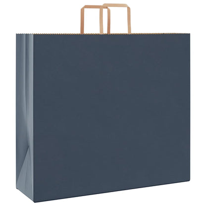 Sacchetti di Carta Kraft 250 pz con Manici Blu 54x15x49 cm