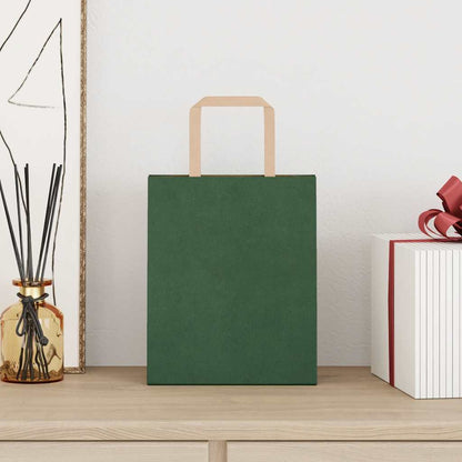 Sacchetti di Carta Kraft 50 pz con Manici Verdi 18x8x22 cm