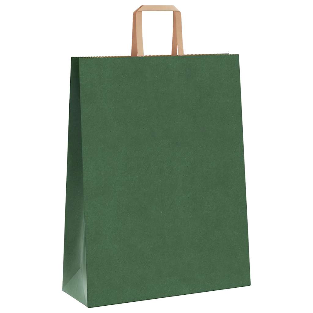 Sacchetti di Carta Kraft 50 pz con Manici Verdi 32x12x42 cm