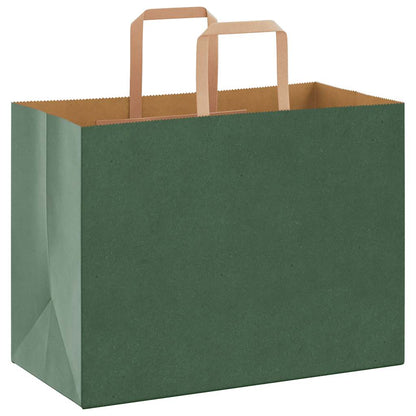 Sacchetti di Carta Kraft 50 pz con Manici Verdi 32x17x25 cm