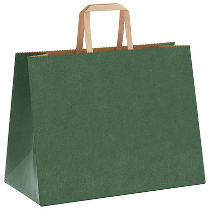 Sacchetti di Carta Kraft 50 pz con Manici Verdi 32x17x25 cm