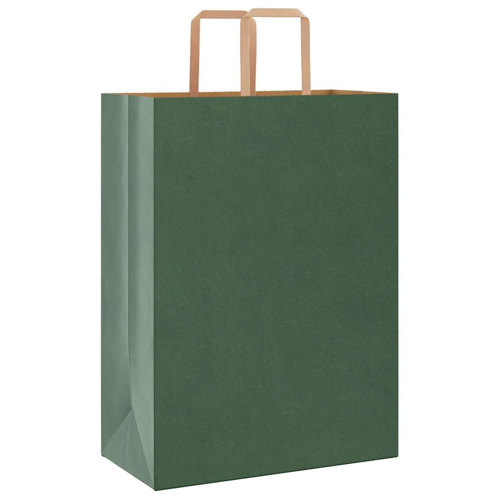 Sacchetti di Carta Kraft 50 pz con Manici Verdi 32x17x44 cm