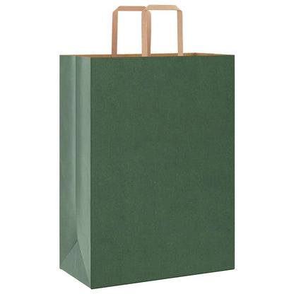 Sacchetti di Carta Kraft 50 pz con Manici Verdi 32x17x44 cm
