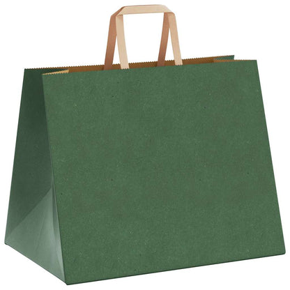 Sacchetti di Carta Kraft 50 pz con Manici Verdi 32x22x24 cm