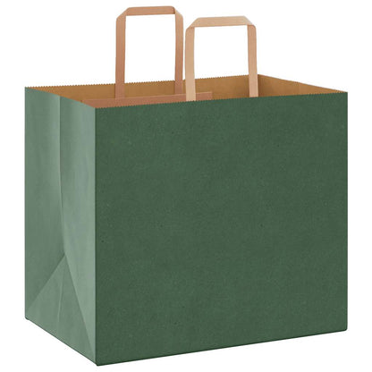 Sacchetti di Carta Kraft 50 pz con Manici Verdi 32x22x28 cm