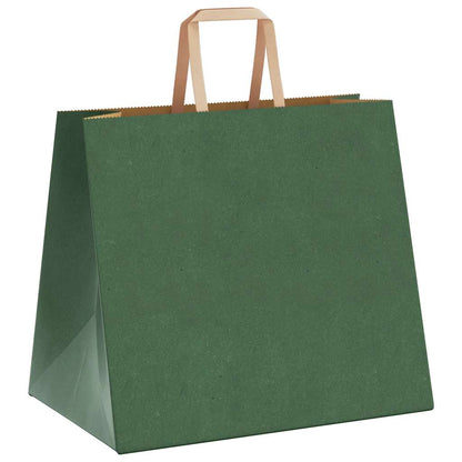 Sacchetti di Carta Kraft 50 pz con Manici Verdi 32x22x28 cm