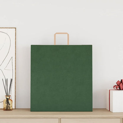 Sacchetti di Carta Kraft 50 pz con Manici Verdi 45x17x48 cm