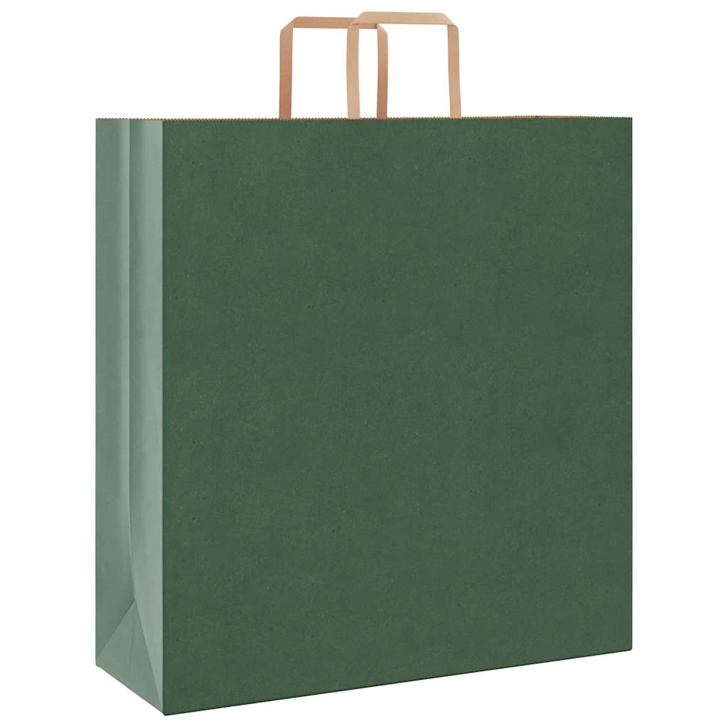 Sacchetti di Carta Kraft 50 pz con Manici Verdi 45x17x48 cm