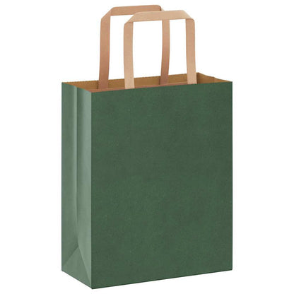 Sacchetti di Carta Kraft 250 pz con Manici Verdi 18x8x22 cm