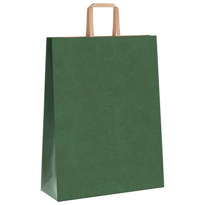 Sacchetti di Carta Kraft 250 pz con Manici Verdi 32x12x42 cm