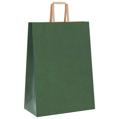 Sacchetti di Carta Kraft 250 pz con Manici Verdi 32x17x44 cm