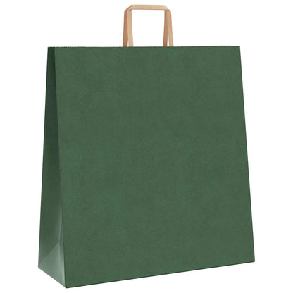 Sacchetti di Carta Kraft 250 pz con Manici Verdi 45x17x48 cm
