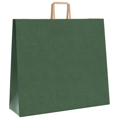 Sacchetti di Carta Kraft 250 pz con Manici Verdi 54x15x49 cm