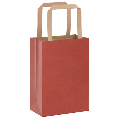 Sacchetti di Carta Kraft 50 pz con Manici Rossi 15x8x21 cm