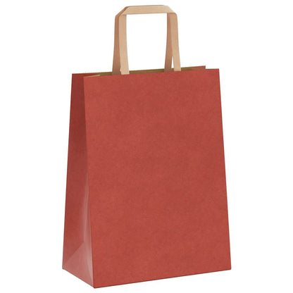 Sacchetti di Carta Kraft 50 pz con Manici Rossi 21x11x28 cm