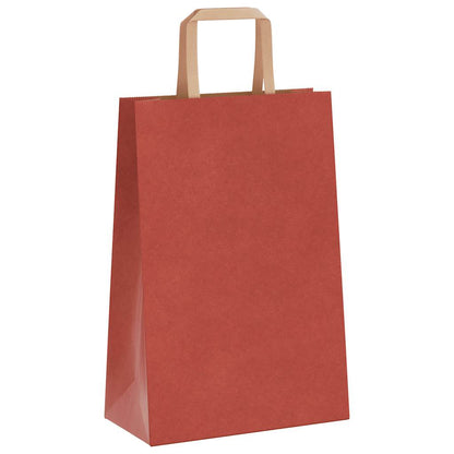 Sacchetti di Carta Kraft 50 pz con Manici Rossi 21x11x31 cm