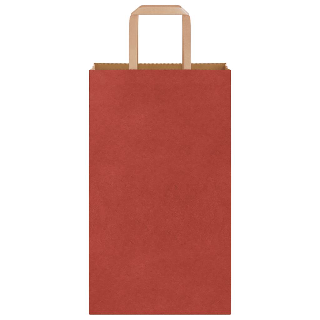 Sacchetti di Carta Kraft 50 pz con Manici Rossi 21x11x36 cm