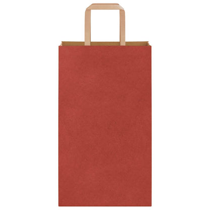 Sacchetti di Carta Kraft 50 pz con Manici Rossi 21x11x36 cm