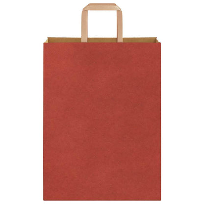 Sacchetti di Carta Kraft 50 pz con Manici Rossi 26x12x35 cm