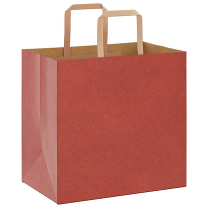 Sacchetti di Carta Kraft 50 pz con Manici Rossi 26x17x25 cm