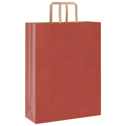 Sacchetti di Carta Kraft 50 pz con Manici Rossi 32x12x42 cm