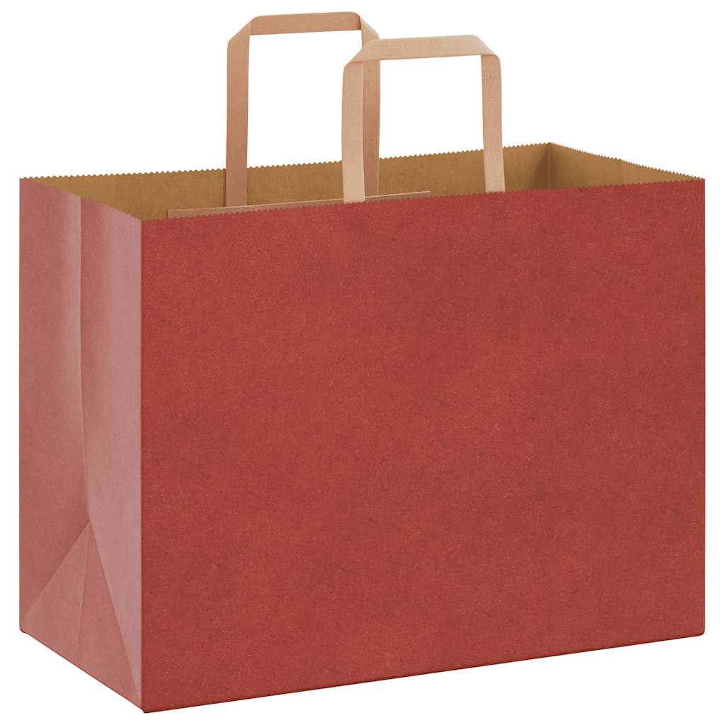 Sacchetti di Carta Kraft 50 pz con Manici Rossi 32x17x25 cm
