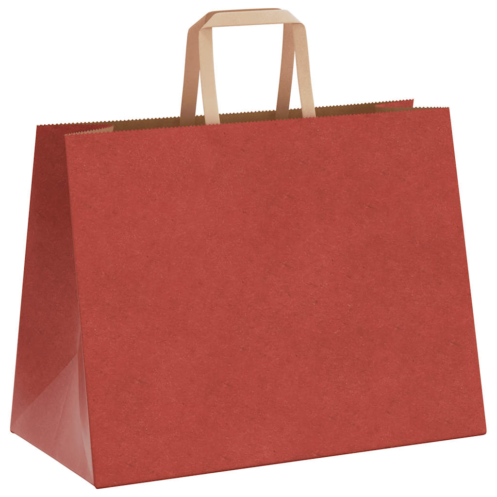 Sacchetti di Carta Kraft 50 pz con Manici Rossi 32x17x25 cm