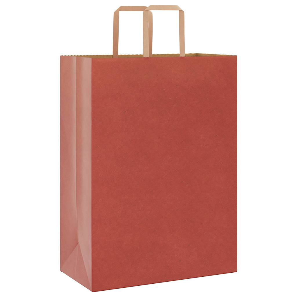 Sacchetti di Carta Kraft 50 pz con Manici Rossi 32x17x44 cm