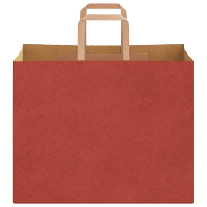 Sacchetti di Carta Kraft 50 pz con Manici Rossi 32x22x24 cm